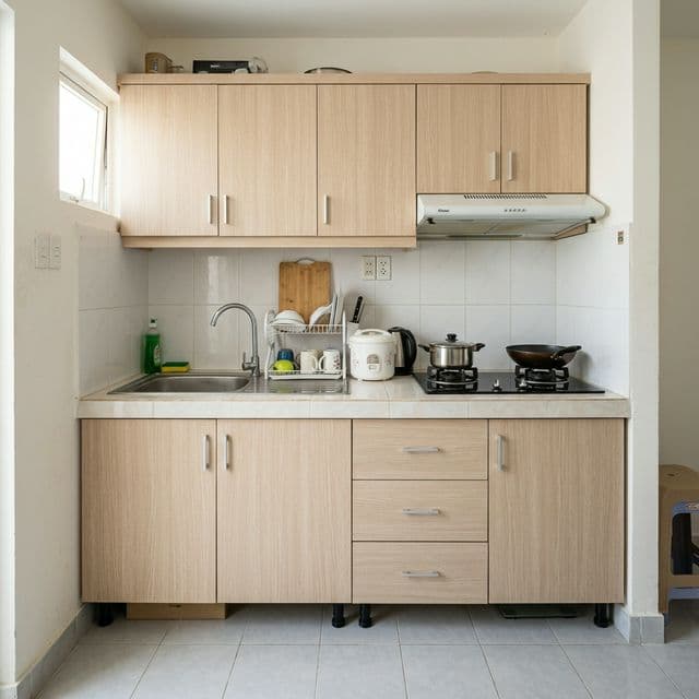 Tủ Bếp Chữ L Hiện Đại góc 2