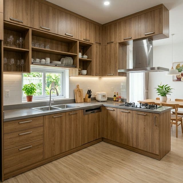 Tủ Bếp Chữ L Hiện Đại - Hình ảnh chi tiết 1