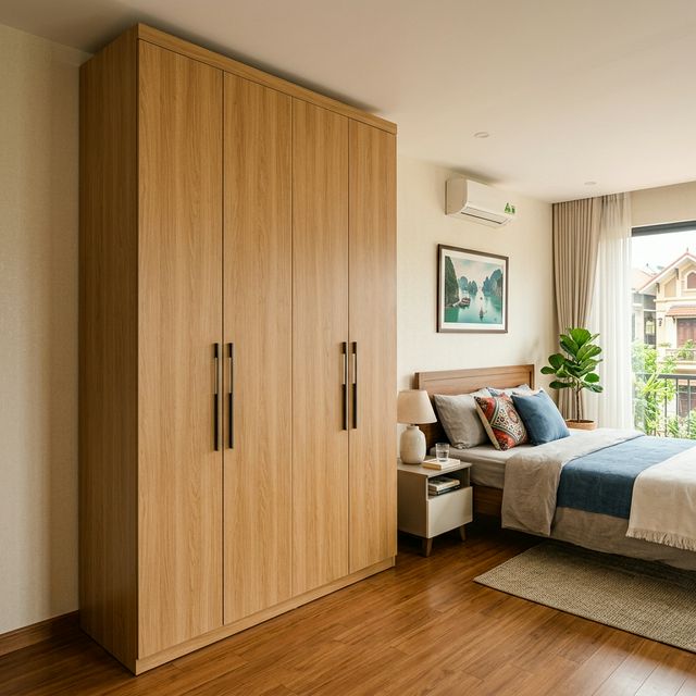 Tủ Quần Áo 4 Cánh Kịch Trần - Nội Thất Nhựa Huy Hoàng Đà Nẵng